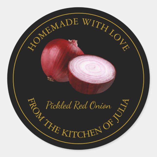 Homemade Red Onion Pickle Label | Black (Front)