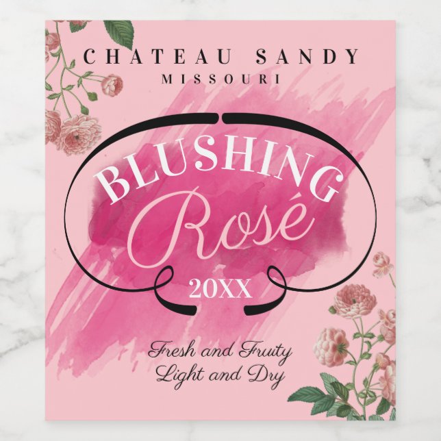Homemade rose wine roses personalized label (Single Label)