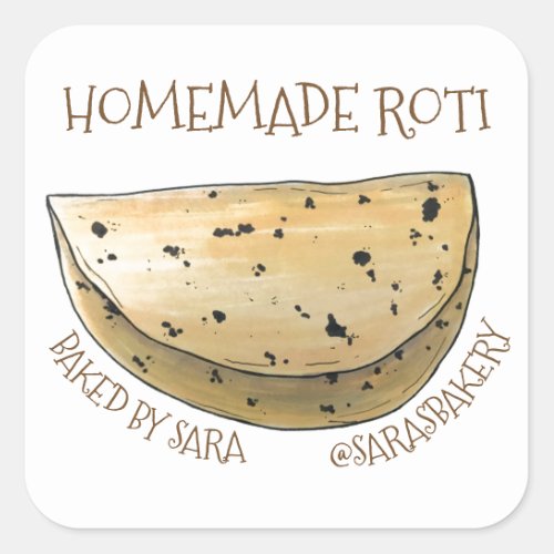 Homemade Roti Indian Chapati Bread Baked By Square Sticker