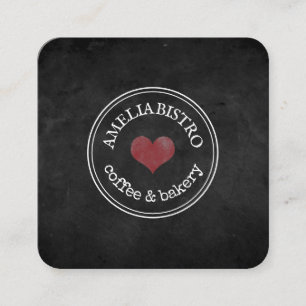 Homemade rustic logo custom blackboard squared square business card
