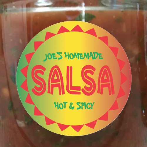 Homemade Salsa canning label red green  yellow