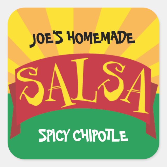 Homemade Salsa canning label with rays (Front)