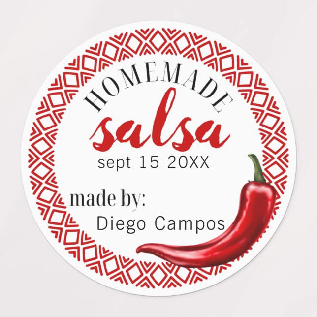 Homemade Salsa Hot Jalapeno Mexican Sauce Canning Labels (Design 2)