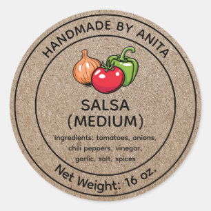 Homemade Salsa Jar Label Kraft Paper Style
