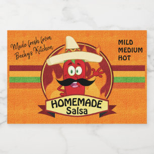 Homemade Salsa Label with Cute Chili Pepper