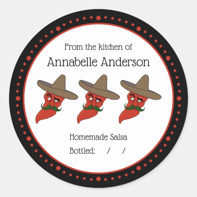 Homemade Salsa Modern Minimalist Personalize Classic Round Sticker (Front)