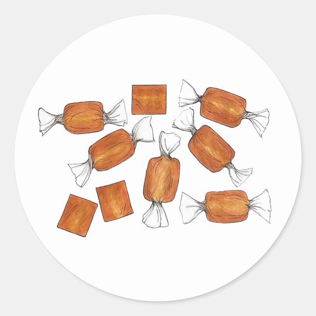 Homemade Salted Caramels Sweets Candy Made By Classic Round Sticker (Front)