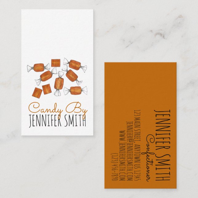Homemade Salted Caramels Sweets Candy Store Business Card (Front/Back)