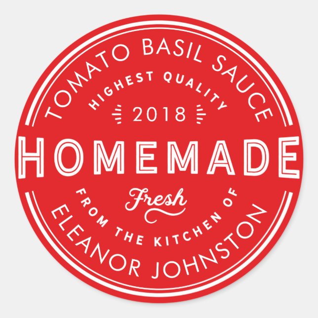 Homemade Sauce Label Custom Color and Text (Front)