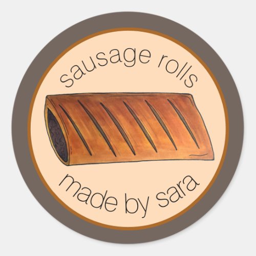 Homemade Sausage Rolls British Pastry Baked By Classic Round Sticker