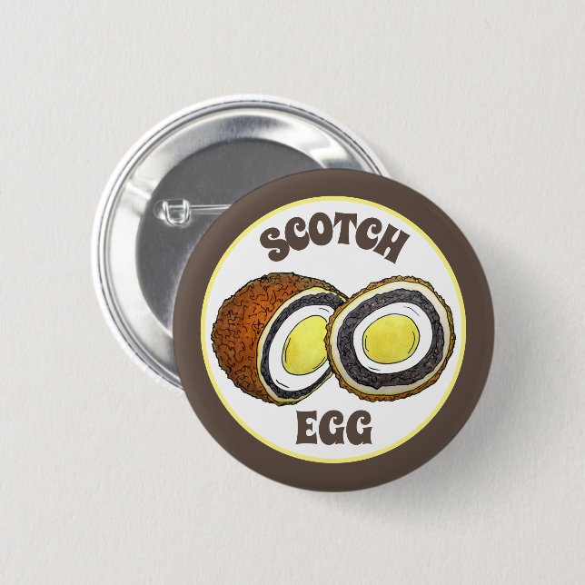 Homemade Scotch Eggs UK British Snack Food Button (Front & Back)