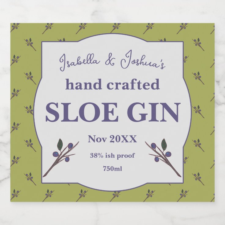 Homemade Sloe Gin label Zazzle