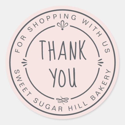 Homemade Small Business Thank You Pastel Pink Classic Round Sticker