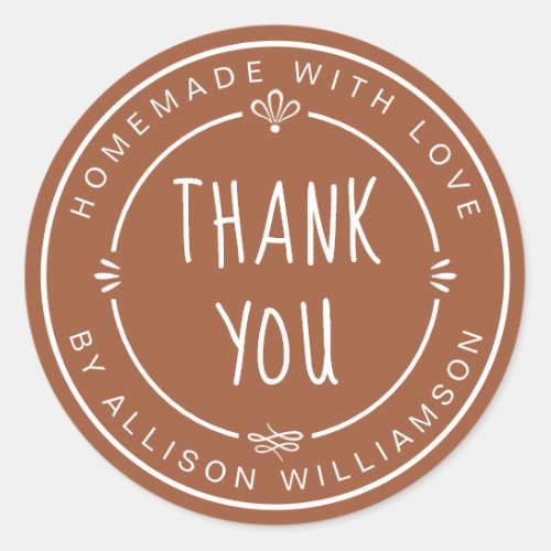 Homemade Small Business Thank You TerraCotta Classic Round Sticker