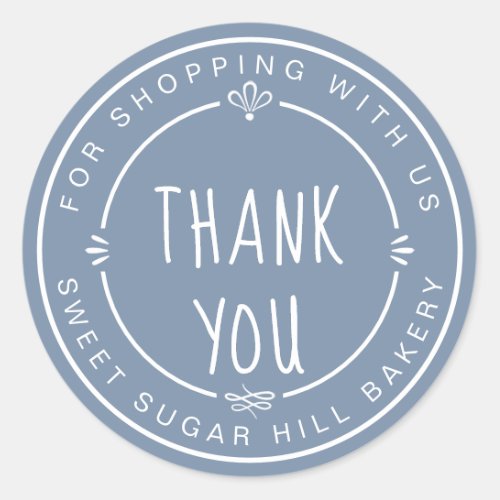 Homemade Small Business Thank You Vintage Blue Classic Round Sticker