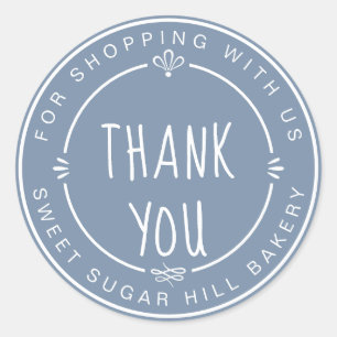 Homemade Small Business Thank You Vintage Blue Classic Round Sticker
