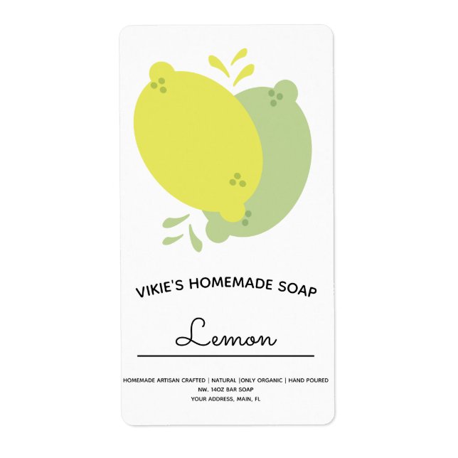 Homemade Soap Business Lemon Lime Label (Front)