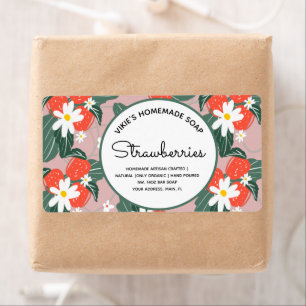 Homemade Soap Business Strawberries Hand Drawn Label