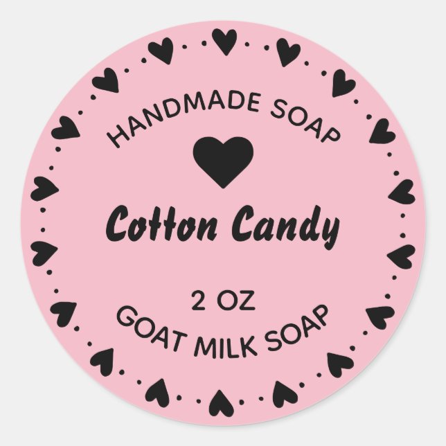 Homemade Soap Rustic Country Heart Wreath Pink Classic Round Sticker (Front)
