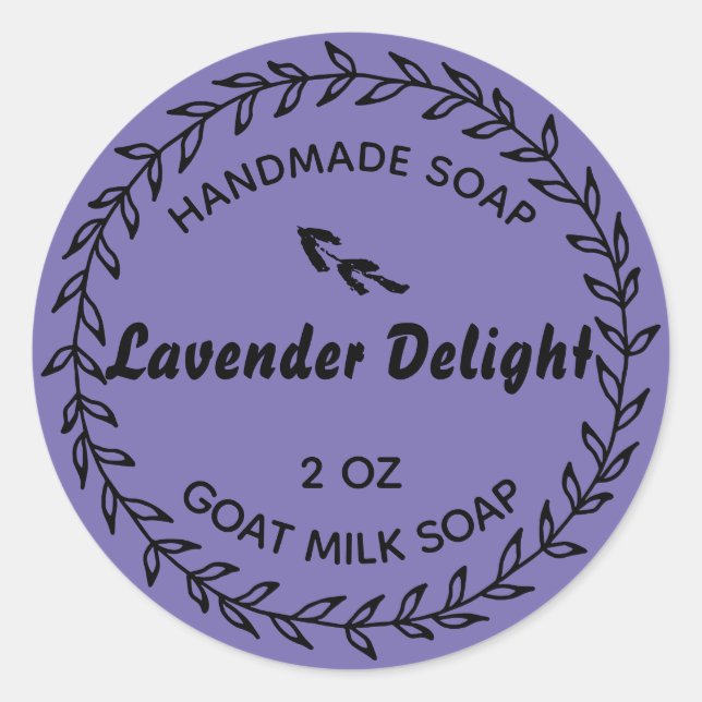 Homemade Soap Rustic Country Wreath Lavender Classic Round Sticker (Front)