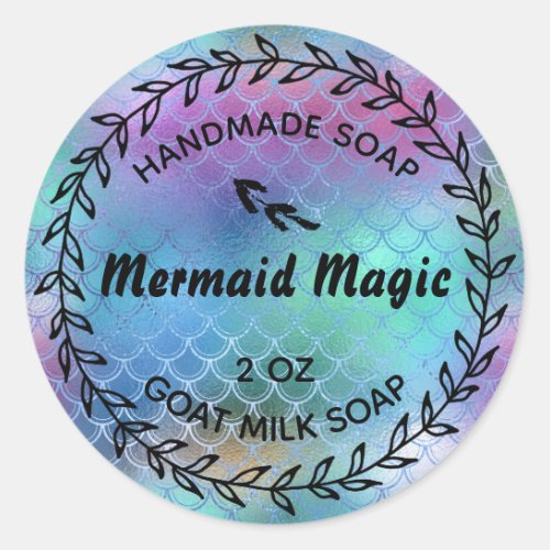 Homemade Soap Rustic Country Wreath Mermaid Magic Classic Round Sticker