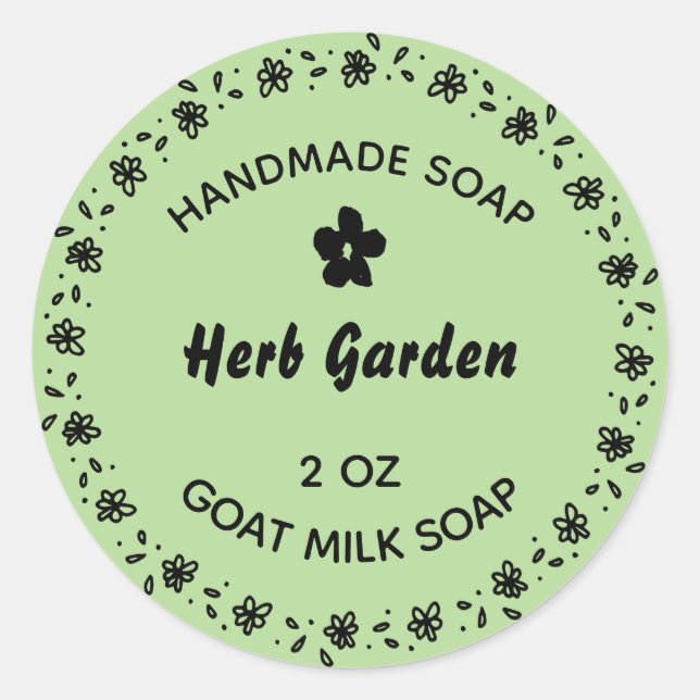 Homemade Soap Rustic Flower Wreath Country Herb Classic Round Sticker (Front)