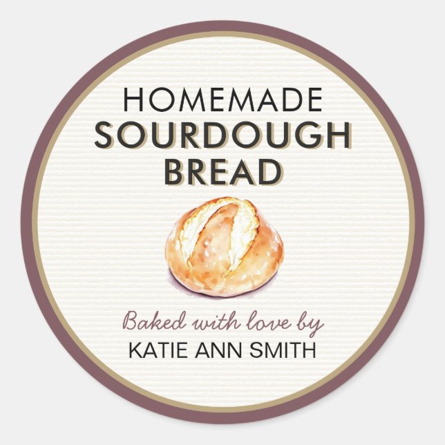Homemade Sourdough Bread Label Stickers for Bakery (Front)