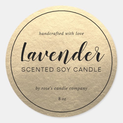 Homemade Soy Candle Calligraphy Champagne Gold Classic Round Sticker