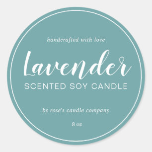 Homemade Soy Candle Calligraphy Dusty Turquoise Classic Round Sticker