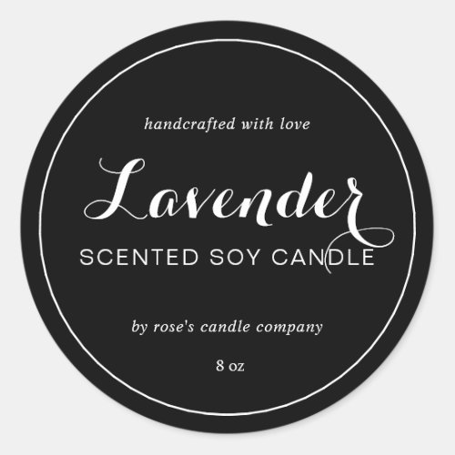 Homemade Soy Candle Chic Calligraphy Black Classic Round Sticker