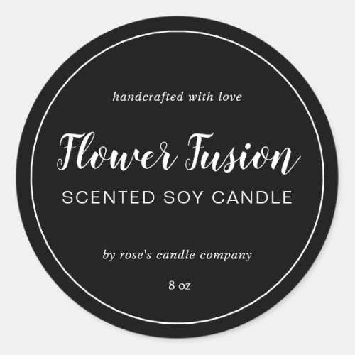 Homemade Soy Candle Chic Calligraphy Black Classic Round Sticker