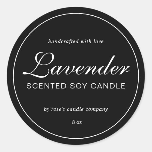 Homemade Soy Candle Chic Calligraphy Black Classic Round Sticker