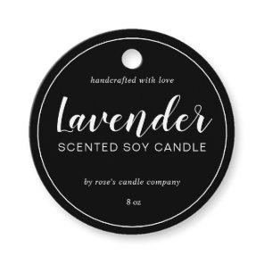 Homemade Soy Candle Chic Calligraphy Black Favor Tags