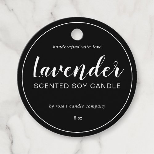 Homemade Soy Candle Chic Calligraphy Black Favor Tags