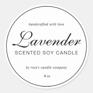 Homemade Soy Candle Chic Calligraphy Black White Classic Round Sticker