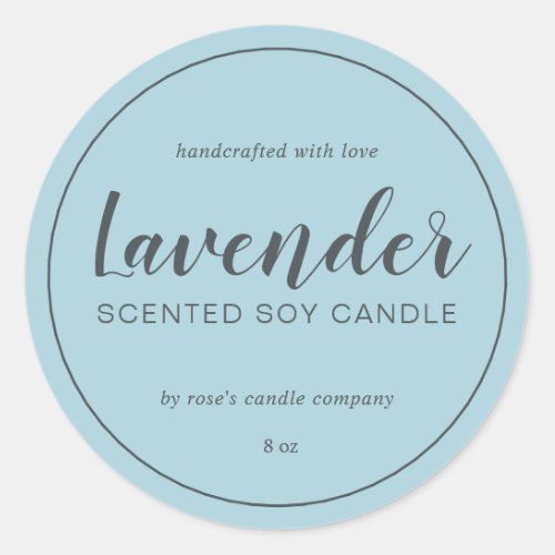 Homemade Soy Candle Chic Calligraphy Blue Glow Classic Round Sticker