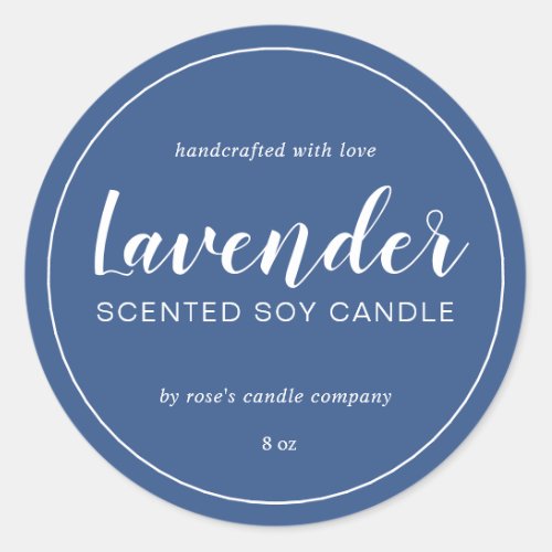 Homemade Soy Candle Chic Calligraphy Classic Blue Classic Round Sticker