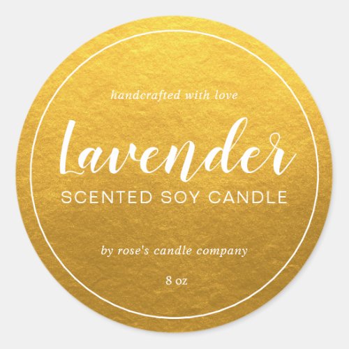 Homemade Soy Candle Chic Calligraphy Classic Gold Classic Round Sticker