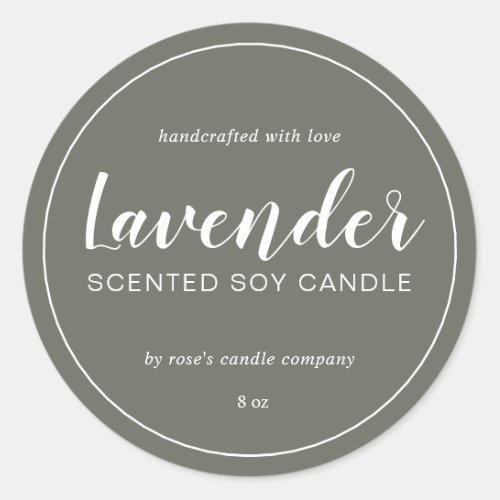 Homemade Soy Candle Chic Calligraphy Dusty Olive Classic Round Sticker