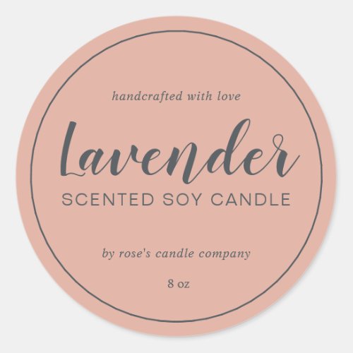Homemade Soy Candle Chic Calligraphy Dusty Pink Classic Round Sticker
