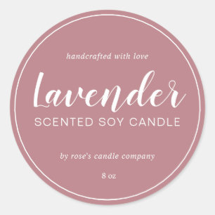 Homemade Soy Candle Chic Calligraphy Dusty Rose Classic Round Sticker