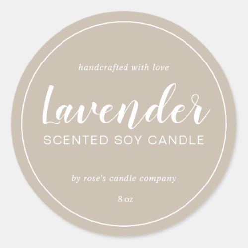 Homemade Soy Candle Chic Calligraphy Gray Classic Round Sticker