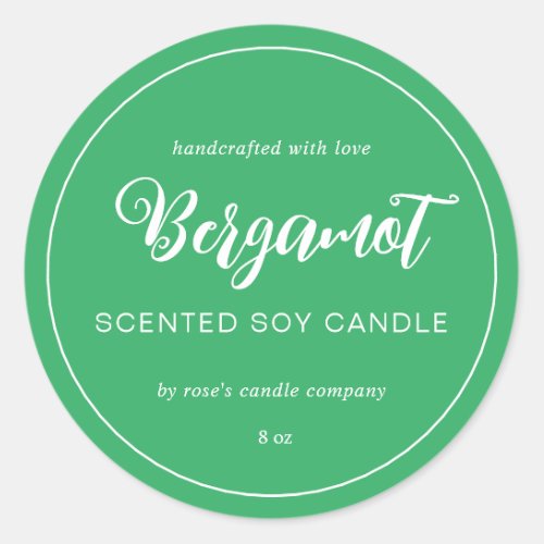 Homemade Soy Candle Chic Calligraphy Green Classic Round Sticker