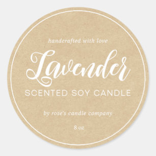 Homemade Soy Candle Chic Calligraphy Kraft Paper Classic Round Sticker