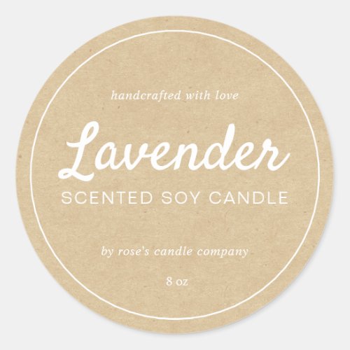 Homemade Soy Candle Chic Calligraphy Kraft Paper Classic Round Sticker