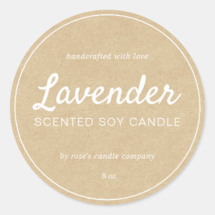 Homemade Soy Candle Chic Calligraphy Kraft Paper Classic Round Sticker