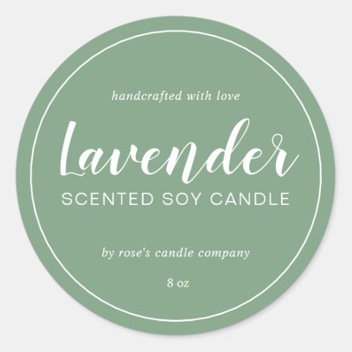 Homemade Soy Candle Chic Calligraphy Mineral Green Classic Round Sticker