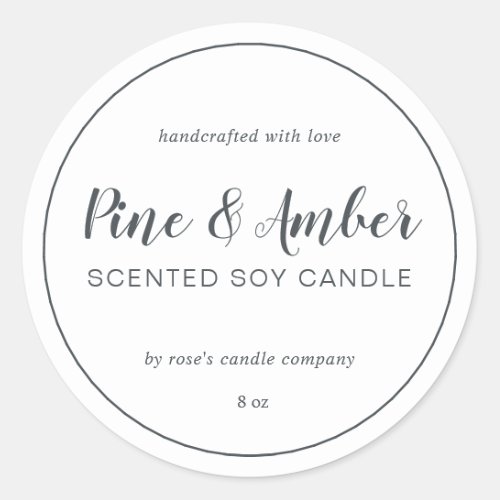 Homemade Soy Candle Chic Calligraphy Off_Black Classic Round Sticker