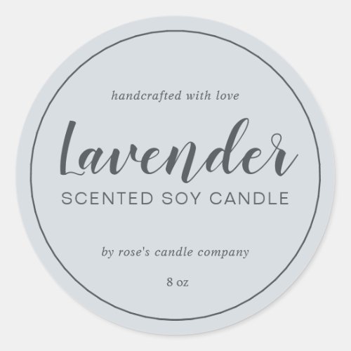 Homemade Soy Candle Chic Calligraphy Pastel Blue Classic Round Sticker
