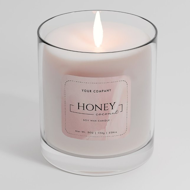 Homemade Soy Candle Chic Calligraphy Pink Classic Square Sticker (Creator Uploaded)